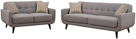Christies Home Living 2 Piece Sofa and Love Seat Room Set, Crystal Gray