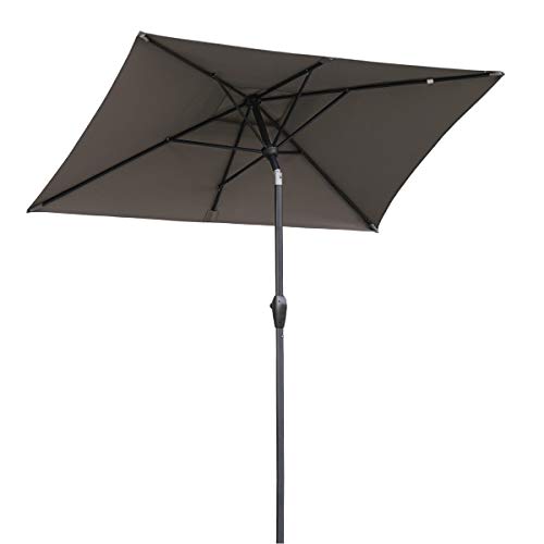 Sekey 210 × 140 cm Aluminum Sonnenschirm Marktschirm Gartenschirm Terrassenschirm Sonnenschutz Cappuccino UV 50…