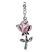 Jovana Sterling Silver Links Charm Pink Rose Pink Enamel lobster clasp