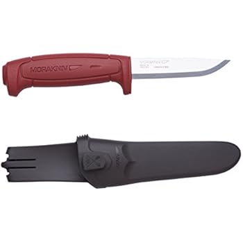 Morakniv Craftline Basic 511 High Carbon Steel Fixed Blade Utility Knife and Combi-Sheath, 3.6-Inch Blade, Red