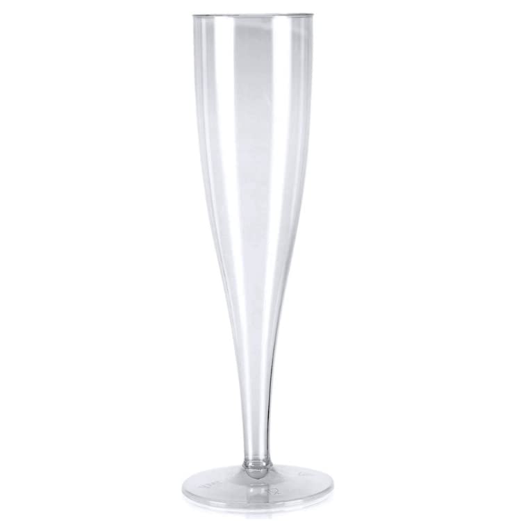 20 x Clear Plastic Champagne Flute Glasses 160ml UK CA Marked at 125ml. Perfect for Weddings, Parties and Outdoor and Indoor Events