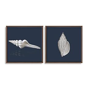 2 Piece Framed Canvas Wall Art for Living Room, Bedroom Conch Theme Canvas Prints for Home Decoration Ready to Hang - 16"x16"x2 Panels