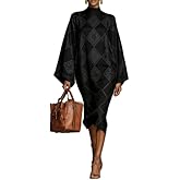 Women's Boho Midi Dress with Long Sleeves, Flowy Bell Sleeve Casual Summer Dress, Vintage Printed Loose Fit Dress