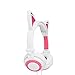 Cat Ear Kids Headphones,DICEKOO Flashing Glowing Cosplay Fancy Cat Ear Headphones Foldable Over-Ear Gaming Headsets Earphone with LED Flash Light for Girls Boys Phone Tablet (Pink-White)