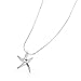 CHUVORA 925 Sterling Silver Beautiful Starfish Pendant Necklace for Women, 18 inch Snake Chain