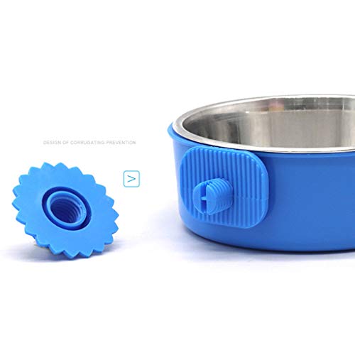 Pet Hanging Bowl for Dog Cages Coop Crate Cup Stainless Steel Food Parrot Bird Cage Water Food Dish Bowls(Blue) - Thumbnail 3