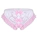 Alvivi Men's Satin Lace Ruffle Underwear Bikini Briefs French Maid Sissy Panties with Bowknot White Large (Waist 31.5