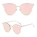 SOJOS Fashion Cateye Sunglasses for Women Oversized Flat Mirrored Lens SJ1055 with Thin Gold Frame/Pink Mirrored Lens