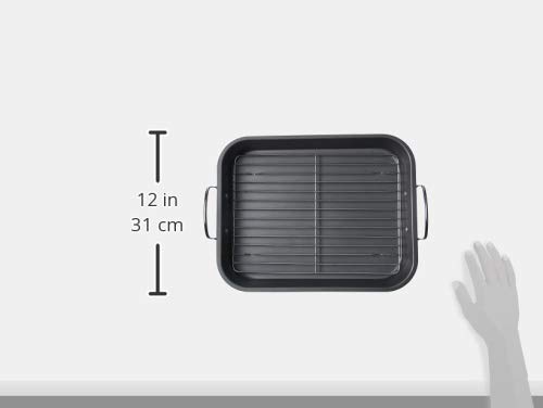 LE REGALO HW1223 Roasting Pan Set with Rack, Moderate, Black - Thumbnail 5