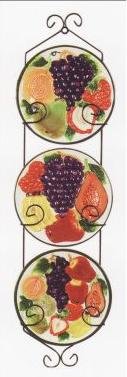 MIXED FRUIT 3 Plates & Metal Wall Hanger NEW!