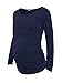 Ecavus Women's Maternity Tops Long Sleeve Clothes Flattering Side Ruched Pregnancy T-Shirt