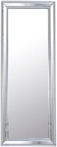 Abbyson Living Venice Silvertone Glass and Wood Rectangular Studded Leaning Floor Mirror