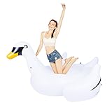 MarlJohns Giant Rideable Swan Inflatable Float Toy - Floatie Ride On Rideable Blow Up Summer Fun Pool Toy Lounger Floatie Raft for Kids & Adults - 76