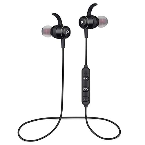 Bluetooth Headphones Magnetic Wireless Earbuds 4.2 Sport Headset with Mic,Sweatproof Noise Cancelling Headphones Secure Fit for Workout Gym Running Portable Stereo Earphones (Black)