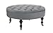 Divano Roma Furniture - Round Tufted Microfiber Coffee Table with Casters, Ottoman with Wheels (Grey)