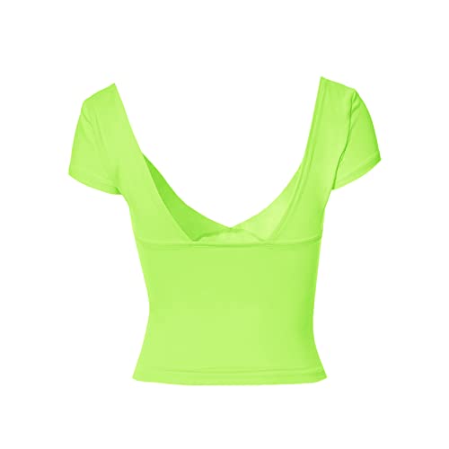 WOMEN’S CROP TOPS CAMI SEXY BACKLESS DEEP V NECK SHORT SLEEVE Y2K T SHIRTS CAUSAL SLIM FIT TEE SUMMER CROP CAMI (AS1, ALPHA, L, REGULAR, REGULAR, GREEN)