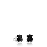 TOUS Color Earrings in Sterling Silver and Faceted Onyx, 9mm.