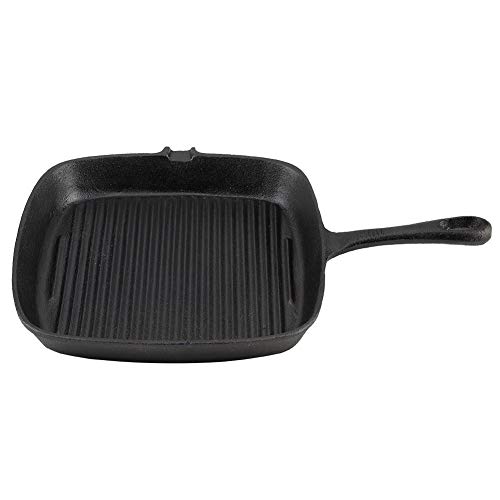 Griddle Pan, Square Ridged Frying Pan Cooking Pan Cast Iron Non-Stick Griddle Pan Stir Anti Slip Grill Pan Anti Scratch Pot for Kitchen Cooking 24.2×23×3cm