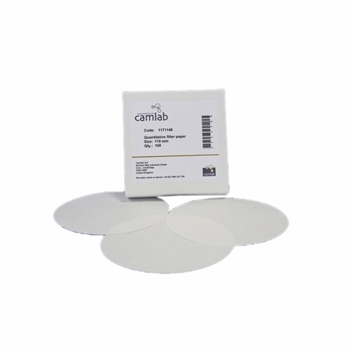 Camlab 1171151 Grade 12 [43] Quantitative Filter Paper Medium, Fast Filtering, Ashless, 150 mm Diameter (Pack of 100)