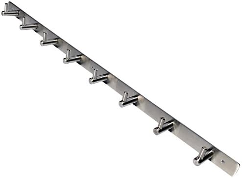 PEROINE Wall-mounted Solid Hook bathroom Kitchen Towel Rack, Clothes Hanger, Stainless Steel (8 Hook)