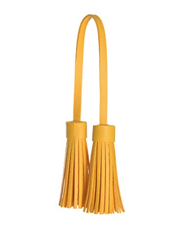 ZOONAI Women Leather Tassel Bag Tag Handbag Wallet Purse Decorations (Yellow)