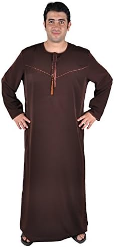 Men's Kaftan in Omani Style, Color Brown, KAM00682