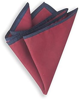 SelectedStyle 100% Woven Silk Twill Pocket Square Burgandy with Navy Border for Father's Day Gift