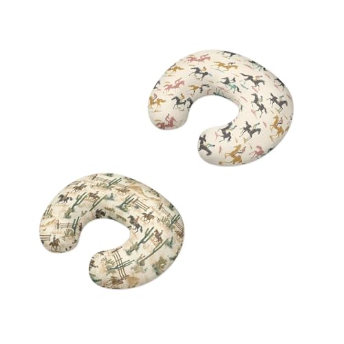 Goronwyfloyd Horse and Cacti Breastfeeding Pillow Cover Breastfeeding Nursing Pillow Slipcovers Super Soft Stretchy Replaceable Pillow Cover Slipcover Set of 2