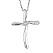 Sterling Silver Solitaire Princess Cut Diamond Cross Pendant Necklace ( 0.04 Carat )