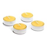 Bluecorn Naturals 100% Pure Beeswax Tea Lights - Metal Cups (Raw, 24-Pack)