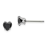 Chisel Stainless Steel Polished 5mm Black Heart CZ
