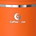 Coffee Gator Stainless Steel Coffee Grounds and Beans Container Canister with Date-Tracker, CO2-Release Valve and Measuring Scoop, Large, Orange