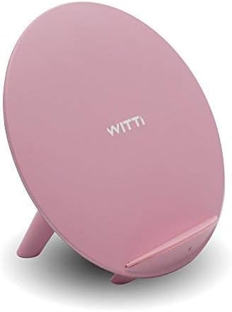 WITTI CANDI | Qi Certified Wireless Charger Stand (Pink) for Apple iPhone X / 8 / 8 Plus, Provides 10W Fast-Charging for  Galaxy S9/S9+/S8/S8+/S7/S7 edge/S6 edge+, and Note 5 (AC Adapter Not Included)