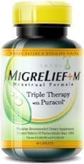 MigreLief+M Menstrual Formula Triple Therapy With Puracol Caplets 60 Caplets ( Pack of 3) by MigreLief