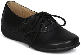 School Rider Girls Nicki-363E Lace Up School Uniform Shoes,Black,1