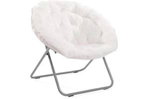 Folding Plush Saucer Chair with Soft Sherpa Fur – Cozy Accent Seat for Bedroom, Dorm, or Living Room – Portable & Easy Storag