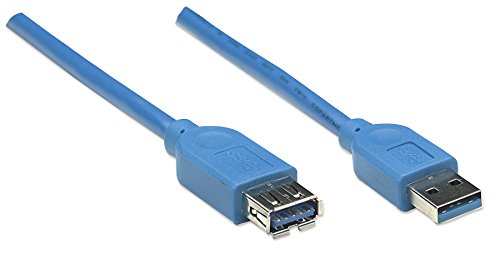 Manhattan A Male/A Female, 2m SuperSpeed USB Extension Cable, Blue (322379)