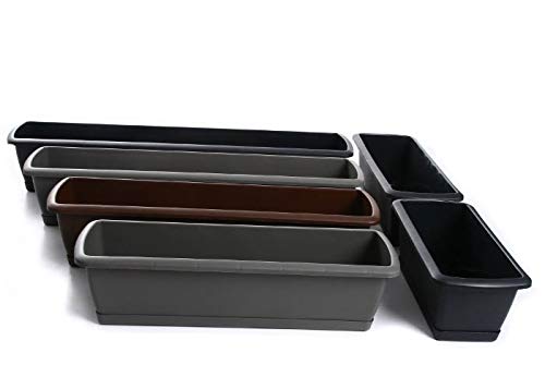 Blumentopf Blumenkasten Balkonkasten Pflanztopf mit Aufhängung und Untersetzer Robuster Kunststoff Geländerkasten Halterungen 40cm-90cm 6 Größen (400 Anthrazit) – Bild 5