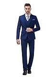 POSHAWN Men's Slim Fit Peak Lapel Three Piece Suit Set