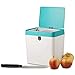 Crippa Countertop Trash Can | Mini Trash Can with Lid | 1.5 Gallon Small Trash Bin | Kitchen Countertop, Table, Bathroom, Office, Desk Trash Can | Plastic Bathroom Wastebasket | White/Turquoise