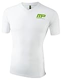 MusclePharm Men's Short Sleeve Printed T Shirt - US M - White - Small Logo