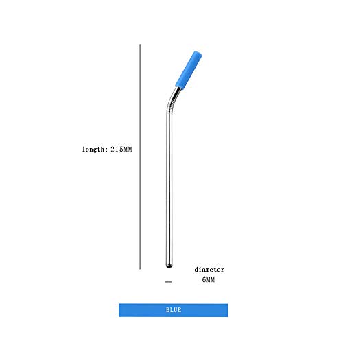8Pcs Stainless Steel Drinking Straws, Sttech1 Explosion 6mm Stainless Steel Silicone Case Food Grade Recycled Straws with 2Pcs Brush and 1Pc Bag (Ship from USA, Silver)