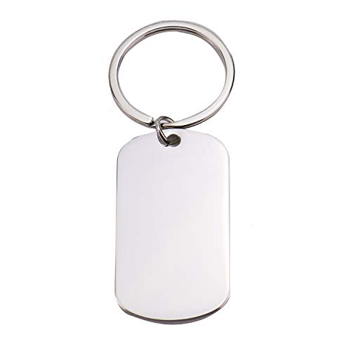 Monrocco 5pcs Stainless Steel Rectangular Keychain, Personalized Dog Tag Keychain