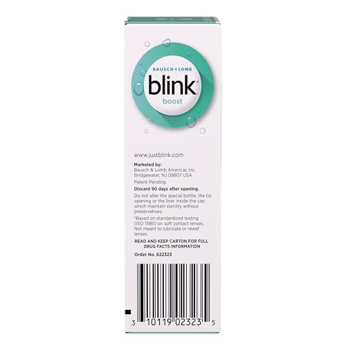 BLINK BOOST PRESERVATIVE-FREE LUBRICATING EYE DROPS, MOISTURIZING & SOOTHING FOR MILD DRY EYES, WITH HYALURONATE, HYDRATING RELIEF INSTANT COMFORT THROUGHOUT THE DAY, CONTACT LENS FRIENDLY, 0.34 FL OZ