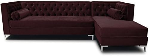 Decenni Tobias 8 Foot Tufted Right Arm Chaise Facing Tone Piping Sectional Vineyard
