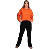 ZECOTEX Double Cashmere Pajamas | Drop Shoulder with Long Sleeves | Short Blouse + Head Cover | Comfortable Home Ware Pajamas for Winter | Printed on the Chest and Sleeve (ORANGE X BLACK, XXXXL)