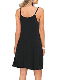 Misfay, vestido de verano para dama, con tirantes de espagueti, casual, con bolsillos