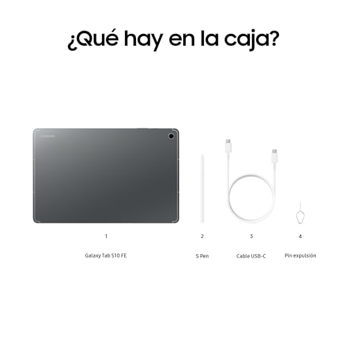 Galaxy Tab S10 FE+ 256GB, Tablet Android + S Pen, Galaxy AI, 8GB RAM, Pantalla de 13,1", Batería de Larga Duración, Gris, Garantía del Fabricante 3 Años + 1 Año Extra