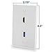 BATIGE HDMI and USB 3.0 Keystone Wall Plate Single Gang USB 3.0 HDMI Wall Outlet Mount Socket Face Plate Cover - White