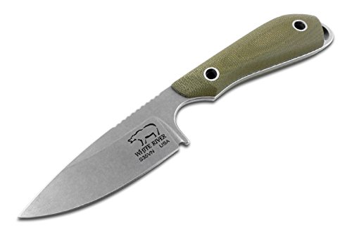 White River WRCPR-MOD S30V Stonewashed Kydex Sheath Caper Fixed Blade OD Green Canvas Micarta Handles 3" knife